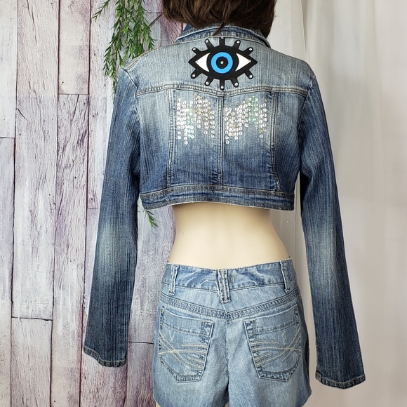 Evil Eye Denim Jacket Vest - Customized - Picture 15 of 16